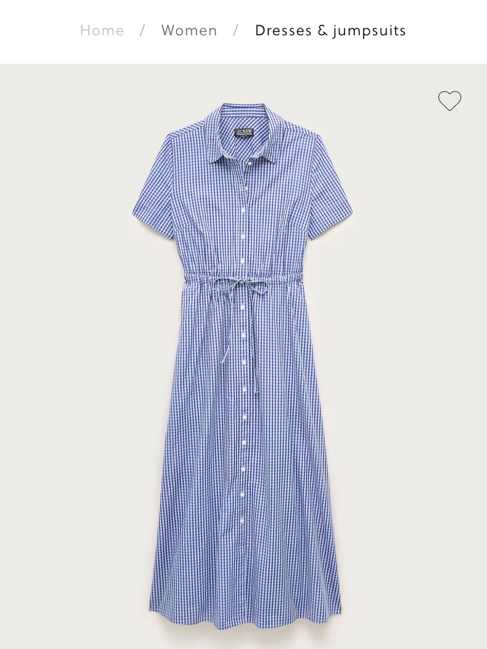 J. Crew Cerise shirt-dress in gingham cotton poplin